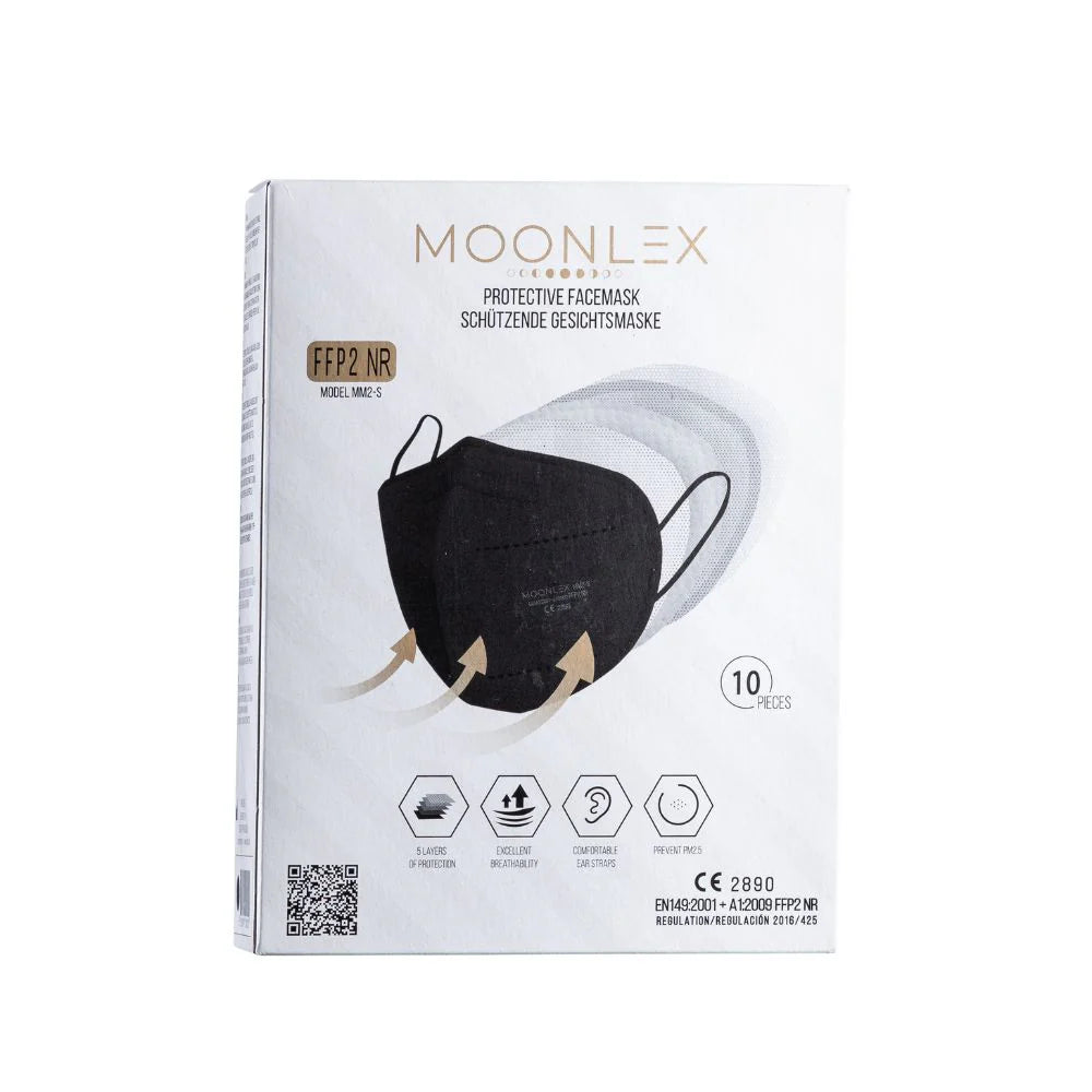 Moonlex FFP2 Maske schwarz, einzelverpackt