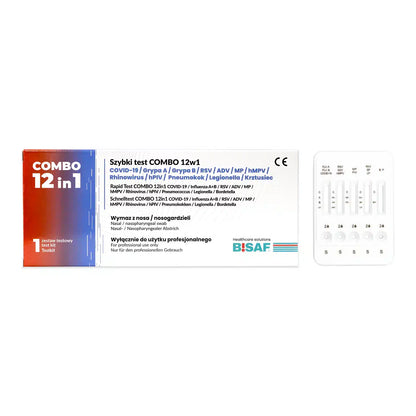BISAF COMBO 12in1 Test - 1 Stück - COVID-19 | Influenza A+B | RSV | ADV | hMPV | RhV | hPIV | MP | LP | Pneumokokken | Keuchhusten