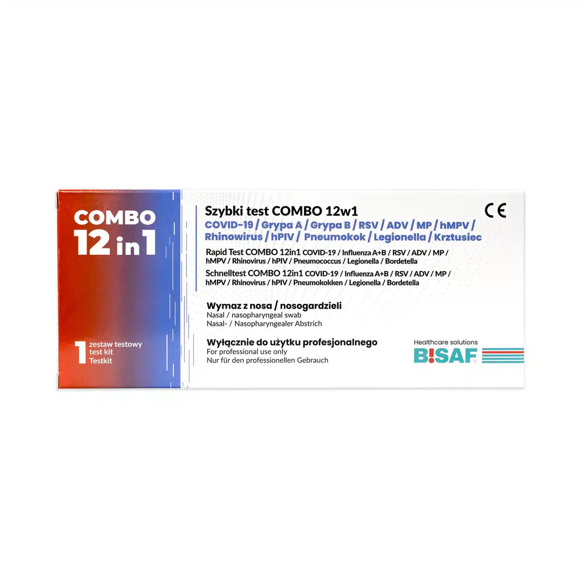 BISAF COMBO 12in1 Test - 1 Stück - COVID-19 | Influenza A+B | RSV | ADV | hMPV | RhV | hPIV | MP | LP | Pneumokokken | Keuchhusten